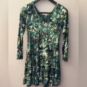 Peruvian Connection Leafy Long Sleeve Dress